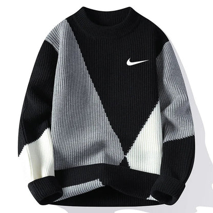 New Trendy Color-Blocked Warm Sweater