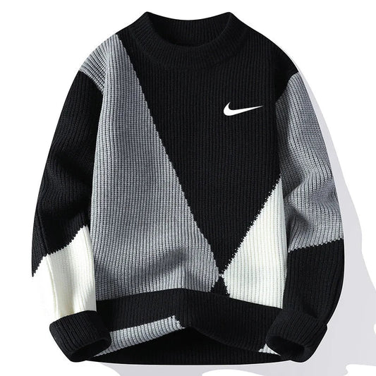 New Trendy Color-Blocked Warm Sweater