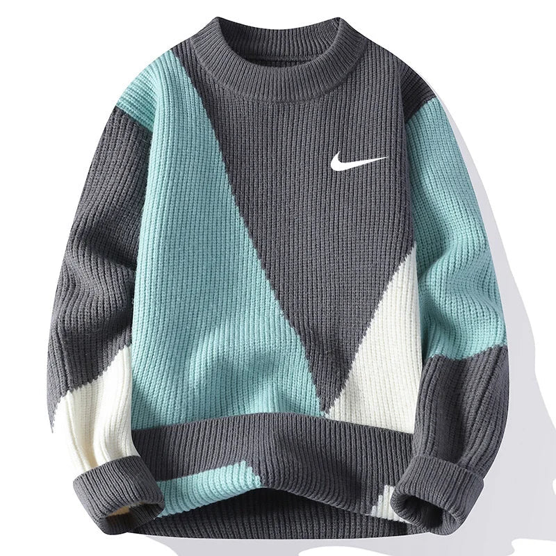 New Trendy Color-Blocked Warm Sweater