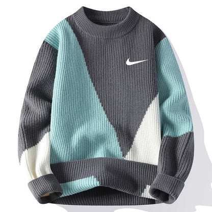 New Trendy Color-Blocked Warm Sweater