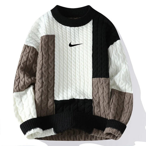 New Loose Casual Colorblock Knitted Sweater